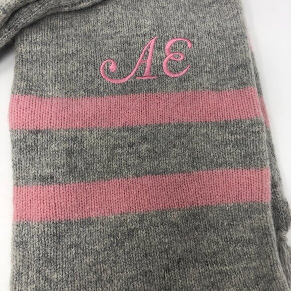 American Eagle Outfitters AE Wool Blend Winter Scarf Gray Pink Fringe - Picture 2 of 4